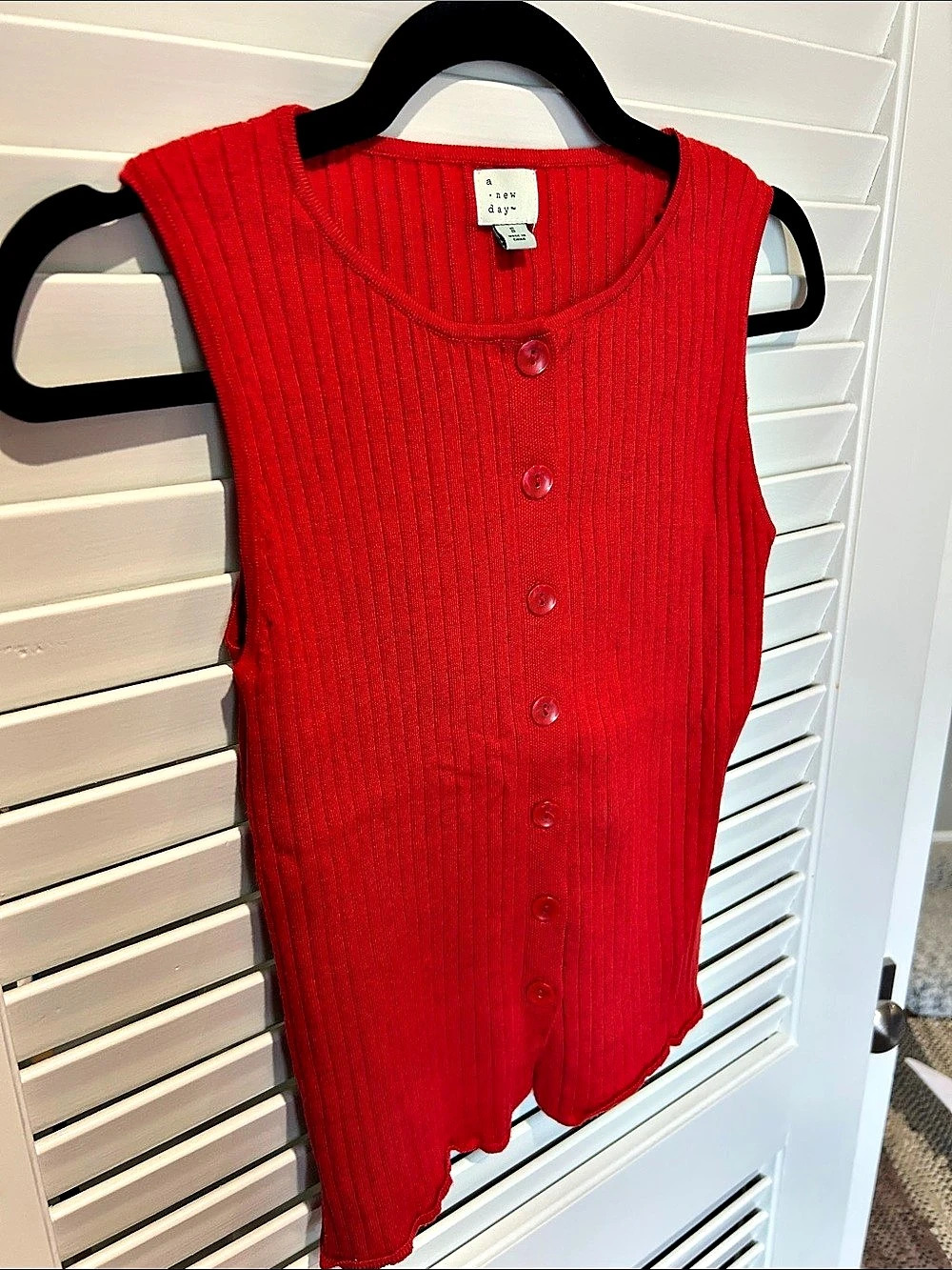 a new day Ribbed Button-Front Tank Top Red Size Small - Picture 2 of 3